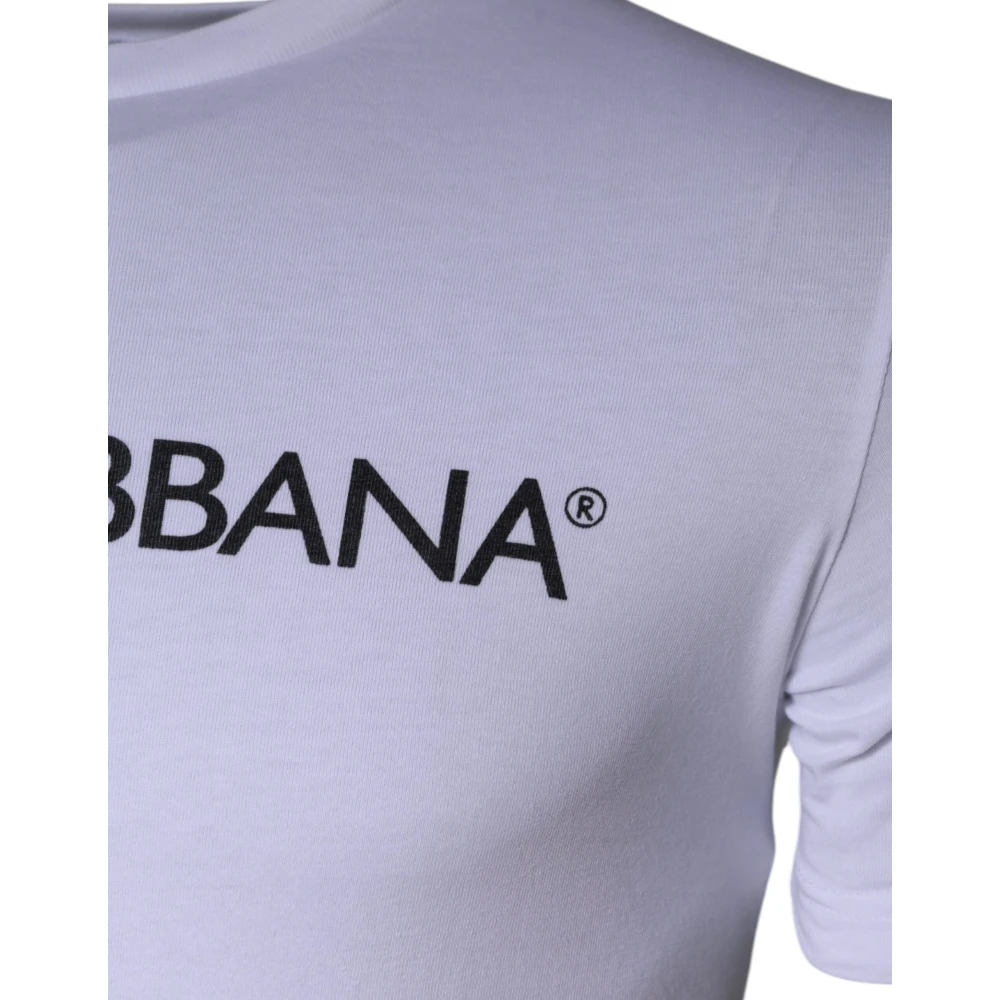 Dolce & Gabbana Wit Logo Print Crew Neck T-shirt White Heren