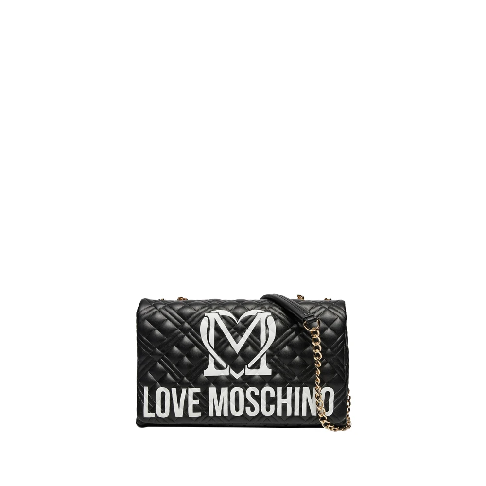 Love Moschino Multicolor Logo Schoudertas met Magneetsluiting Black Dames