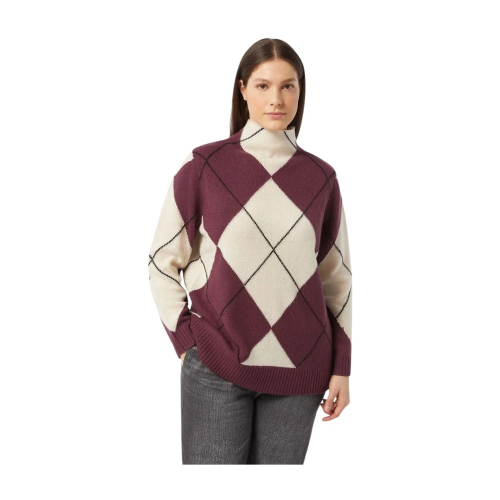 Marina Rinaldi Bordeaux Trui Intarsia Ontwerp Multicolor Dames