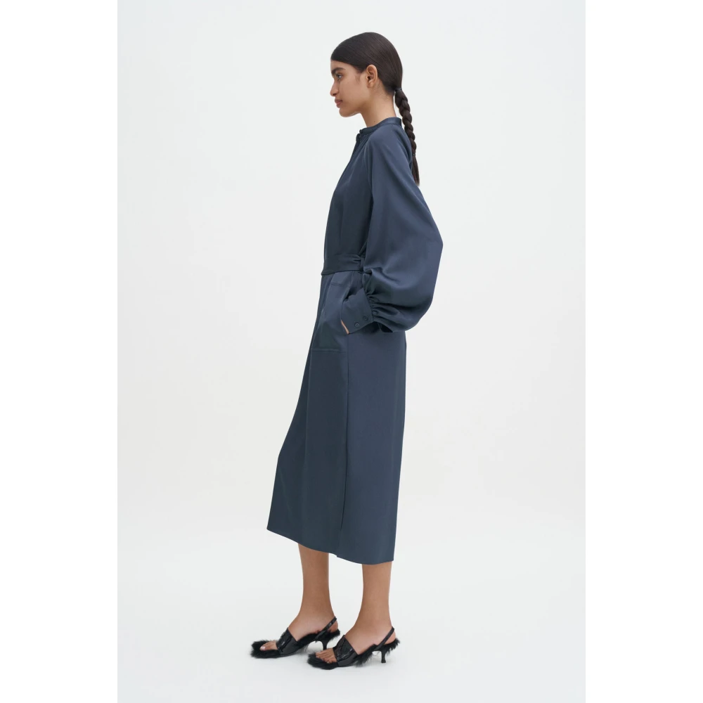 Filippa K Blauwe Jurk met Riem Lange Mouwen Gray Dames