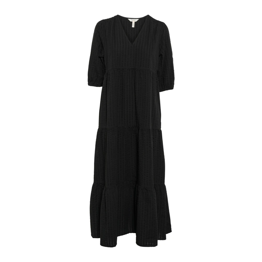 Part Two Women's Black Maxi Dresses, S, Dress With Flounces And V-Neck