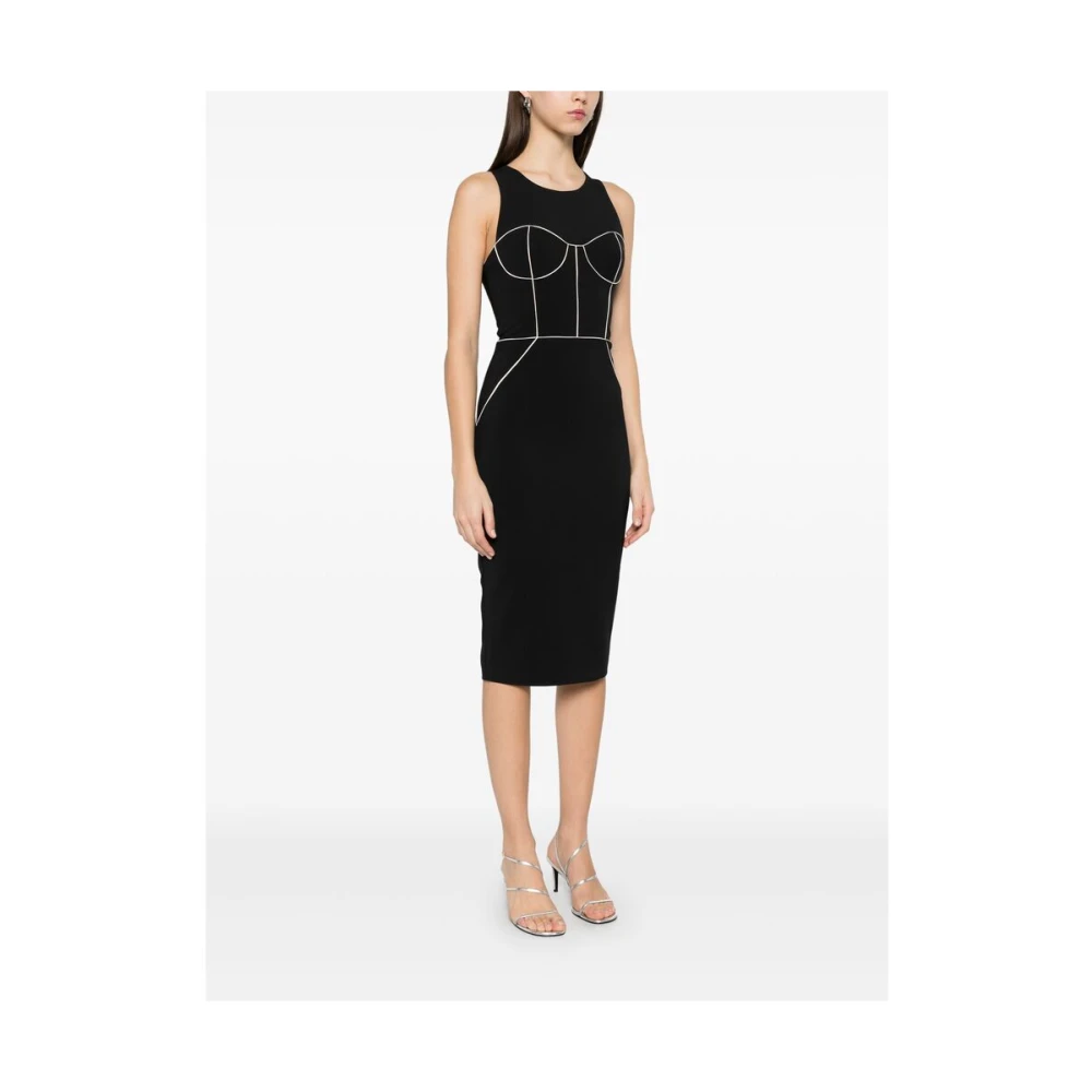 Elisabetta Franchi Zwarte Mouwloze Jurk met Achterrits Black Dames
