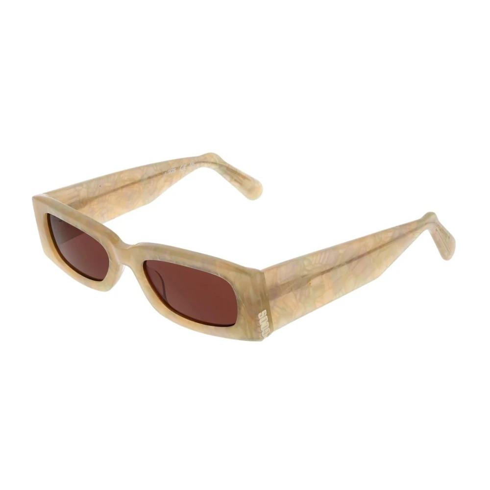 Gcds Unisex Cream Rectangle Sunglasses With Uv Protection