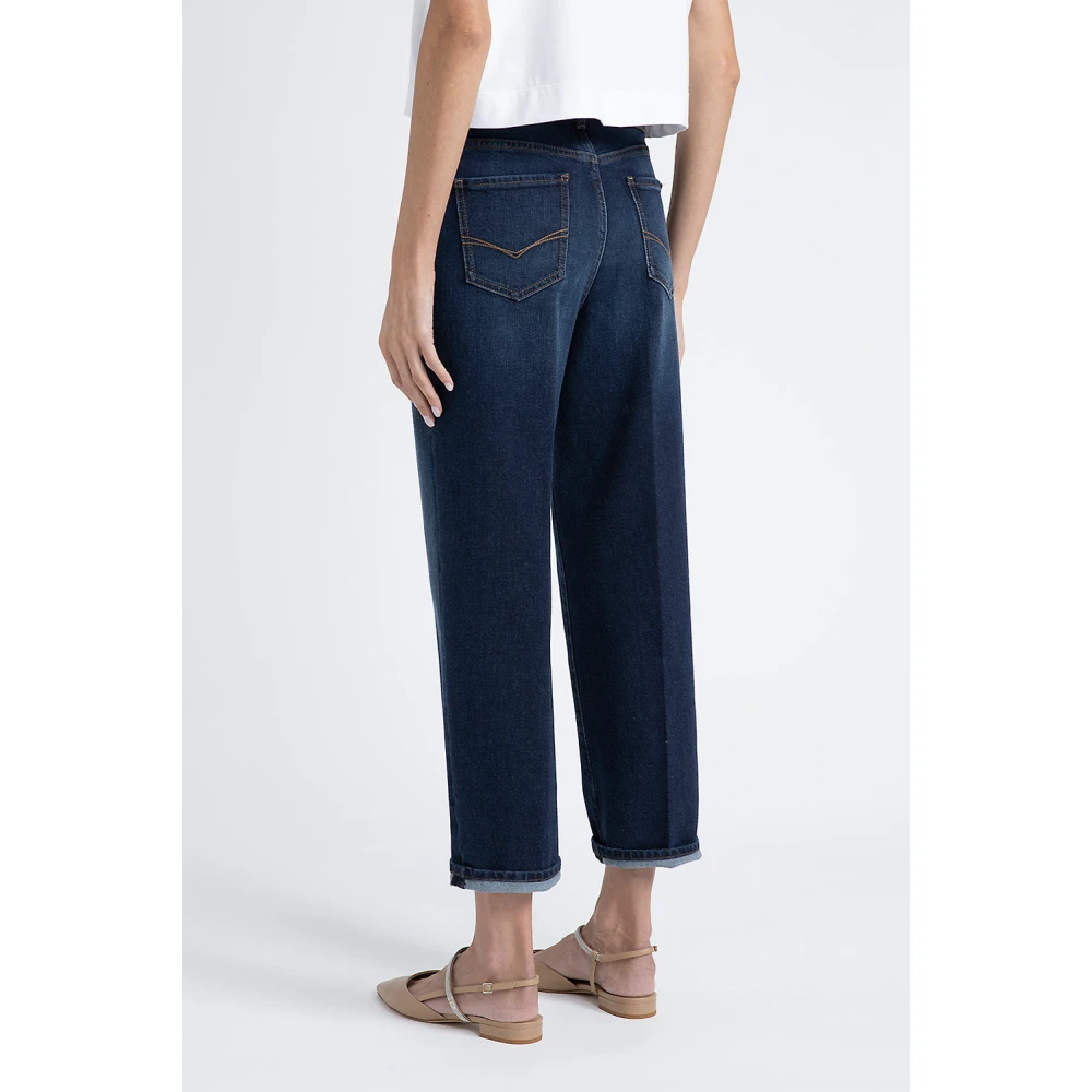 PESERICO Stretch denim katoenen broek Blue Dames