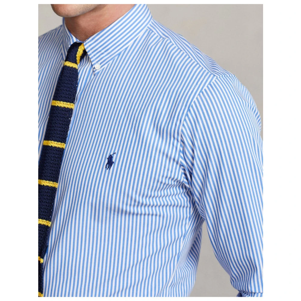 Polo Ralph Lauren Gestreept Slim Fit Stretch Katoenen Overhemd Blue Heren