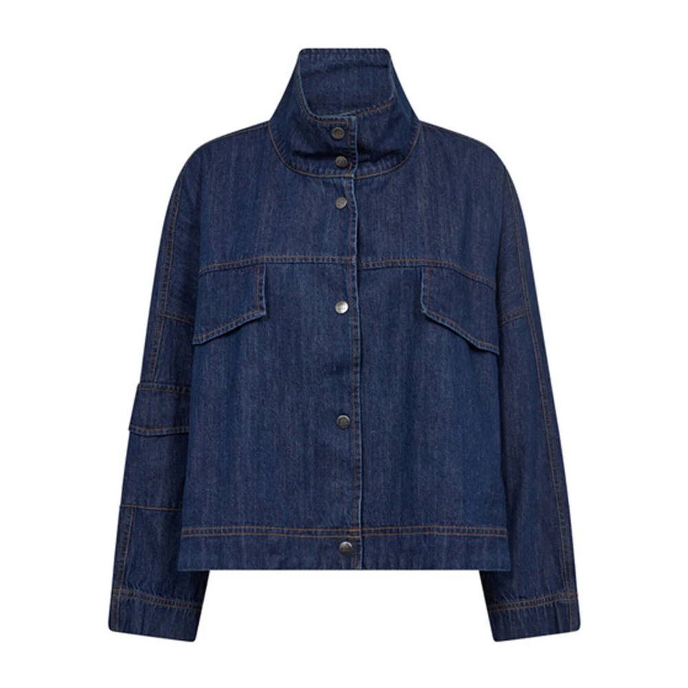 Co'Couture Denim Box Jacket med Flap Fickor Blue, Dam