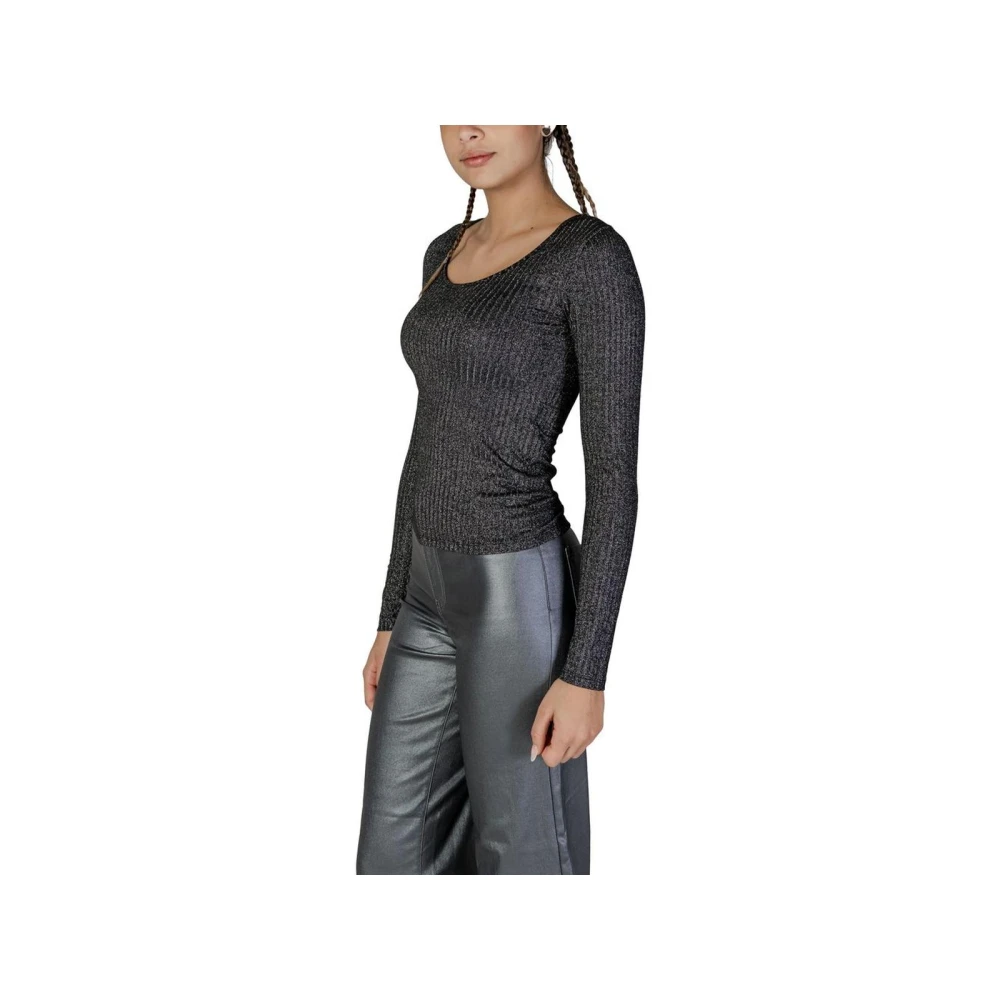 Vero Moda Zwart Glitter Geribbelde Longsleeve Top Black Dames