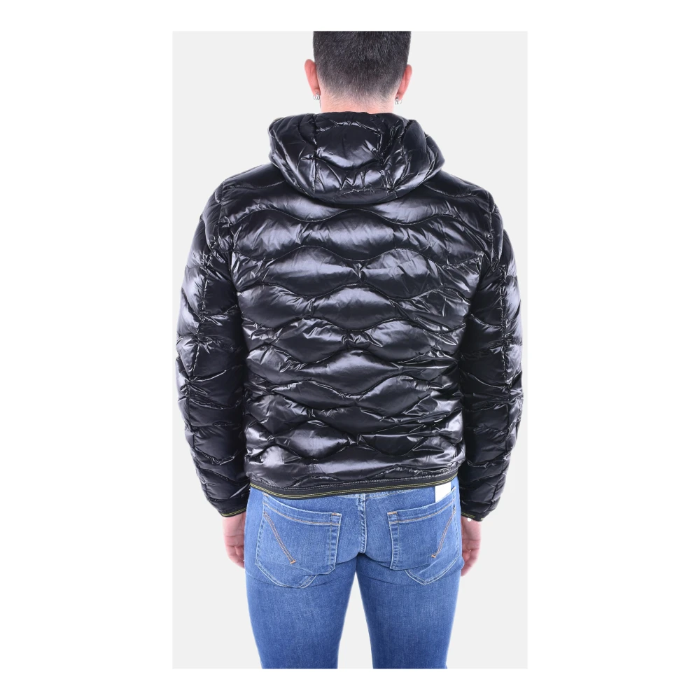 Blauer Lichtgewicht Wave Gewatteerde Nylon Jas Black Heren