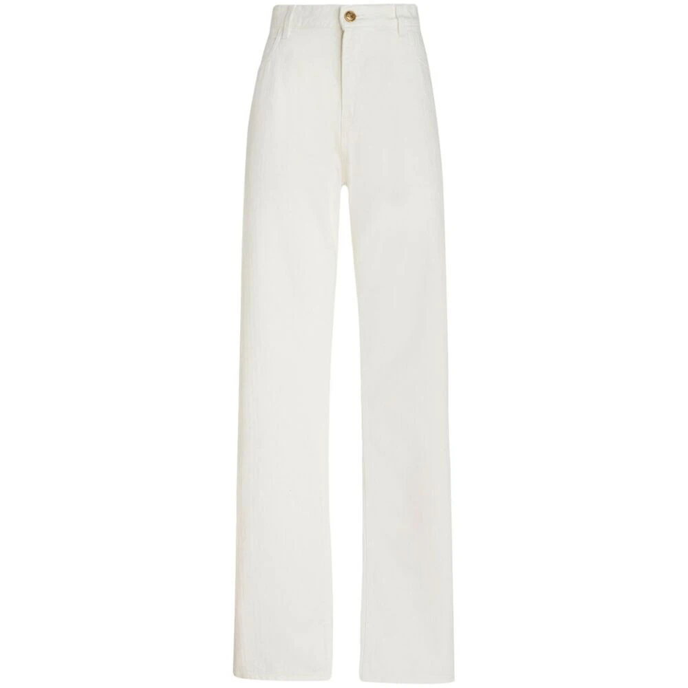 ETRO Witte Chevron Print Jeans met Pegaso Motief White Dames
