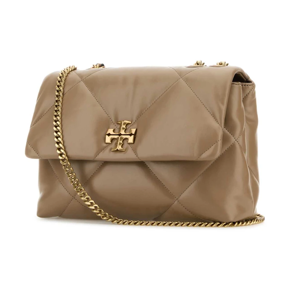 TORY BURCH Grijze leren schoudertas Beige Dames