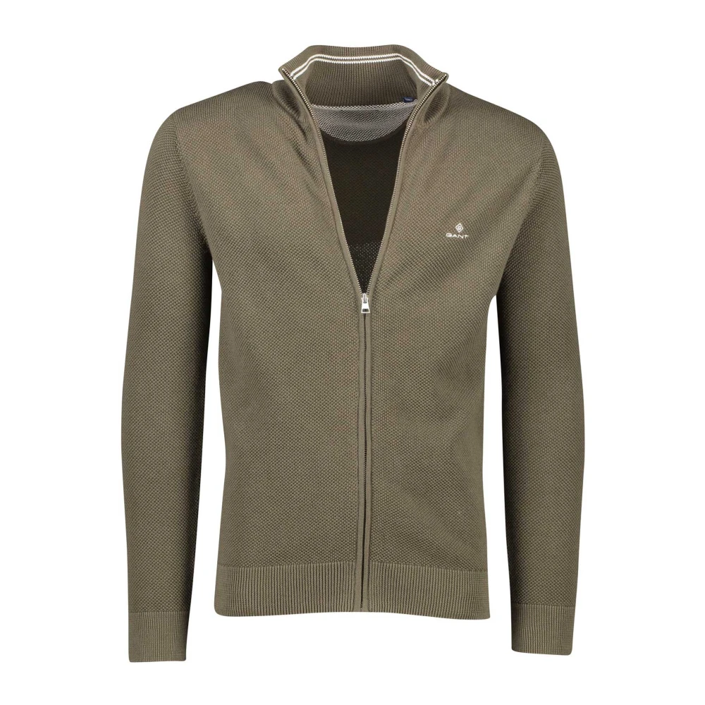 Gant Khaki Heren Vest met Rits Beige Heren