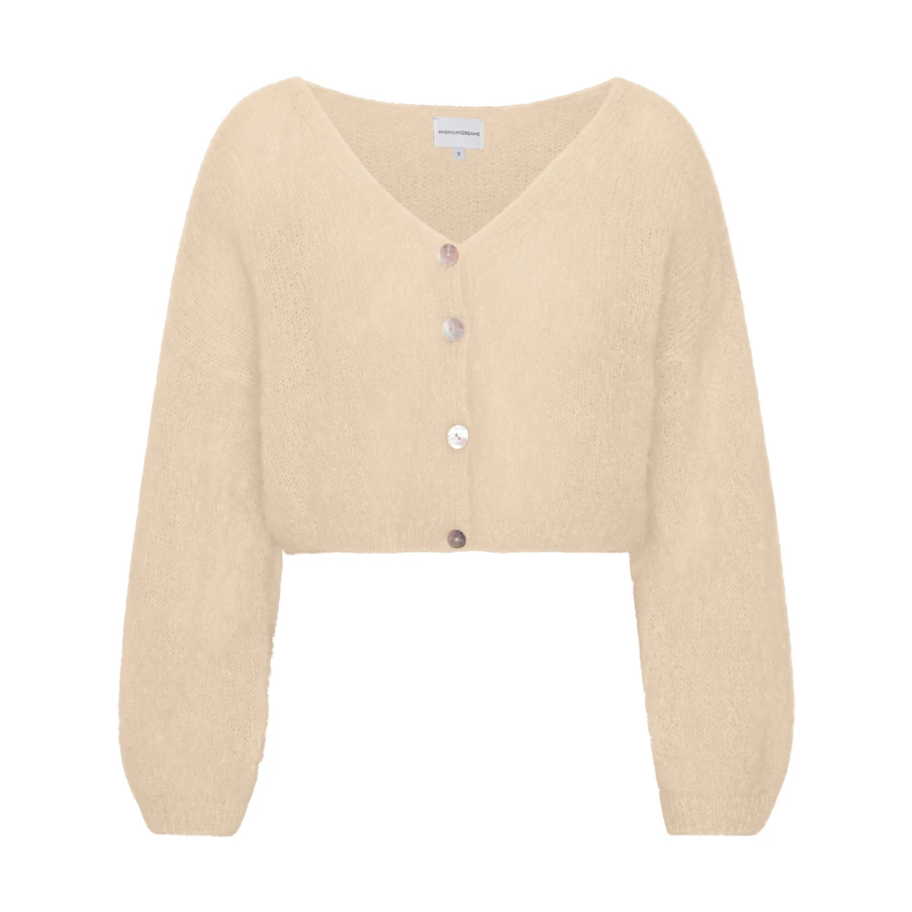 American Dreams Mohair Cropped Cardigan Beige Dames