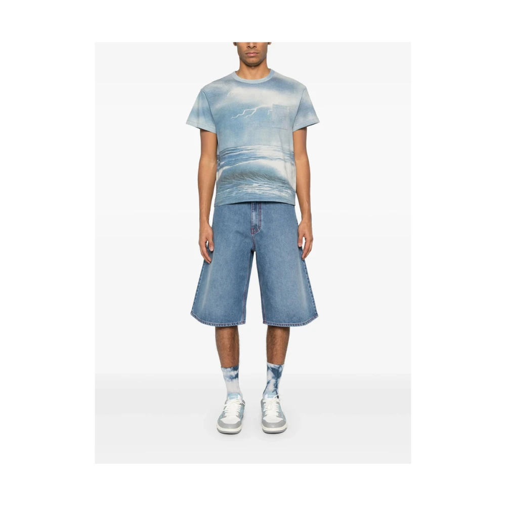 ERL Blauw T-shirt met borstzak en ronde hals Blue Heren