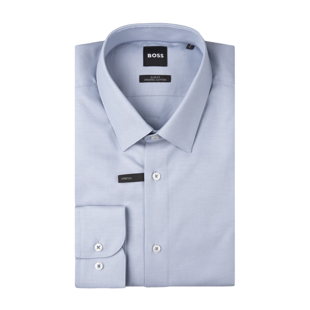 Hugo Boss Slim-Fit Blauw Overhemd met Kent Kraag Blue Heren