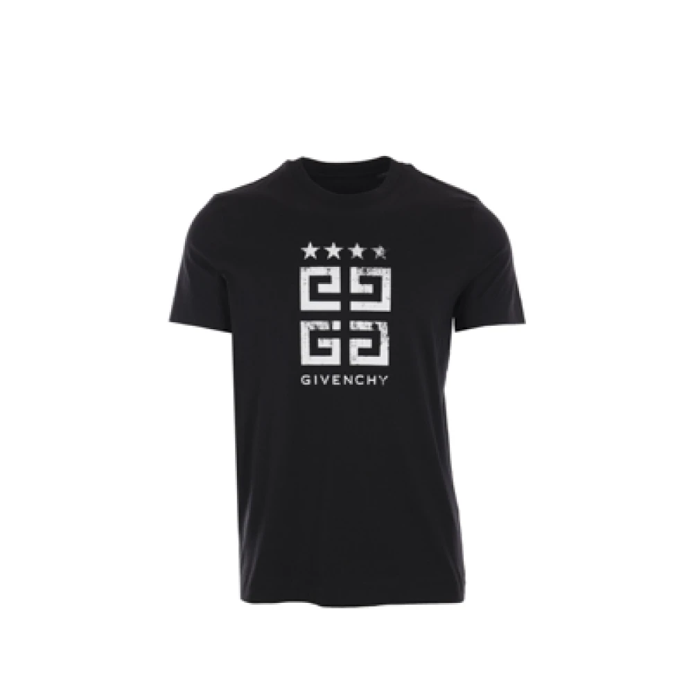 Givenchy Zwart Logo Print Katoenen T-shirt Black Heren