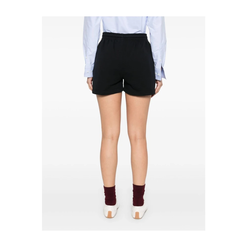 Maison Kitsuné Zwarte Shorts met Elastische Tailleband Black Dames