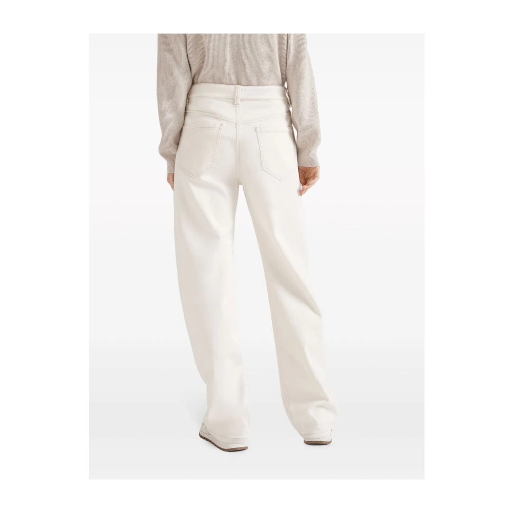 BRUNELLO CUCINELLI Ecru High-Waisted Straight-Leg Jeans White Dames