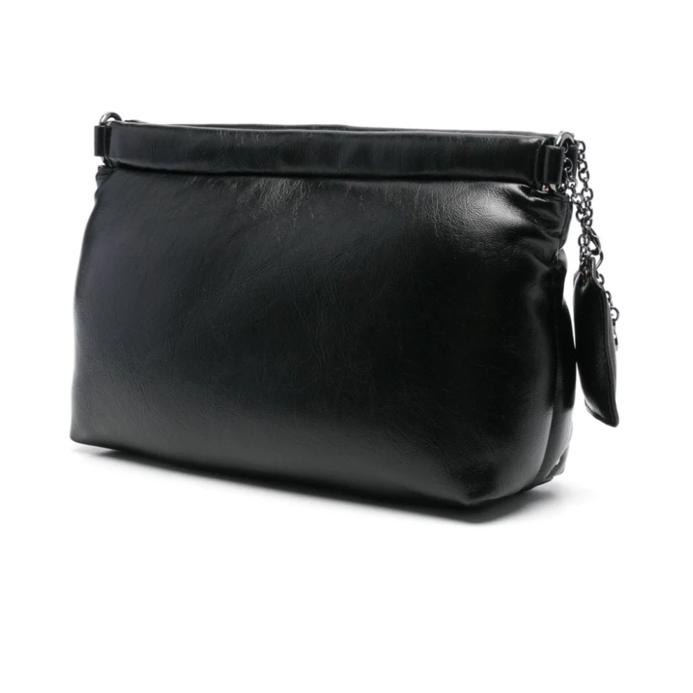 Liu Jo Zwarte Eco-leren Schoudertas met Strass Black Dames