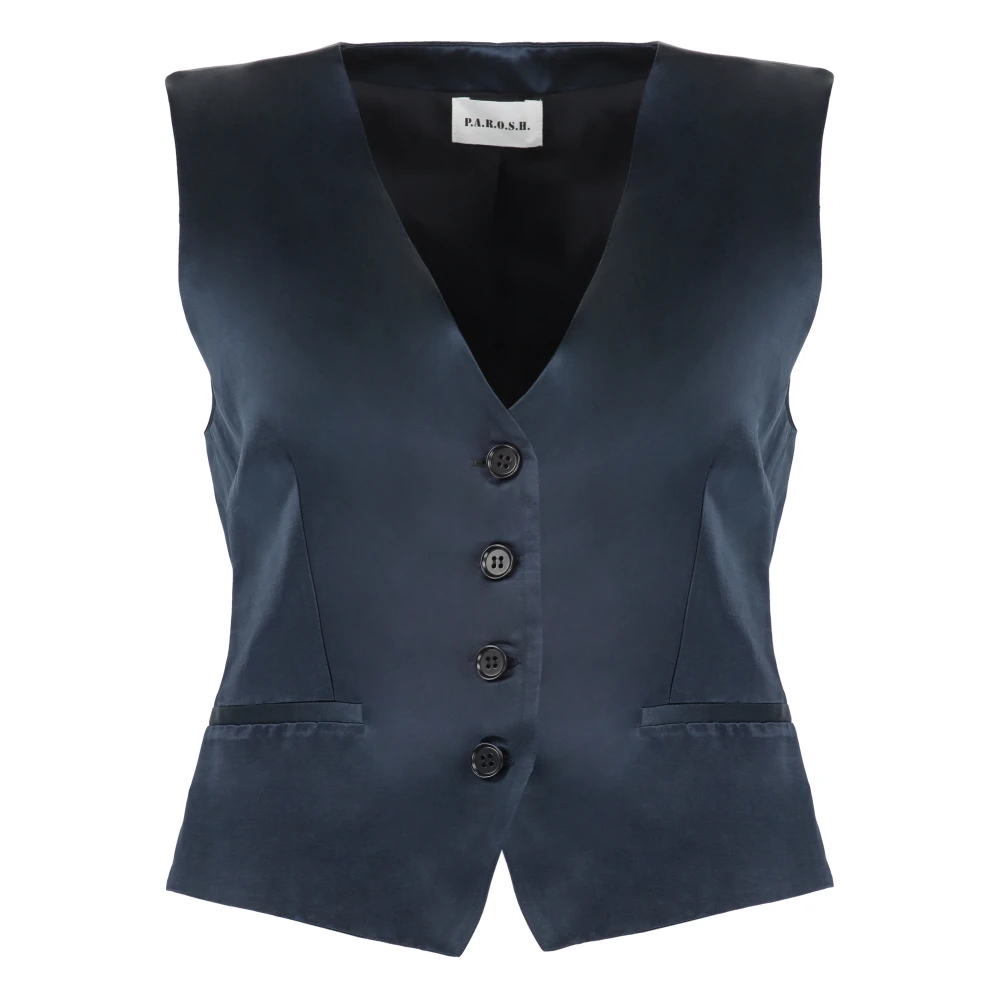 P.a.r.o.s.h. V-hals Single-Breasted Vest Blue Dames