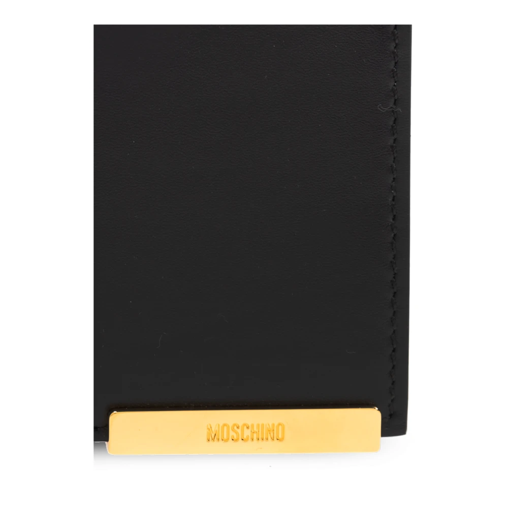 Moschino Leren opvouwbare portemonnee Black Heren