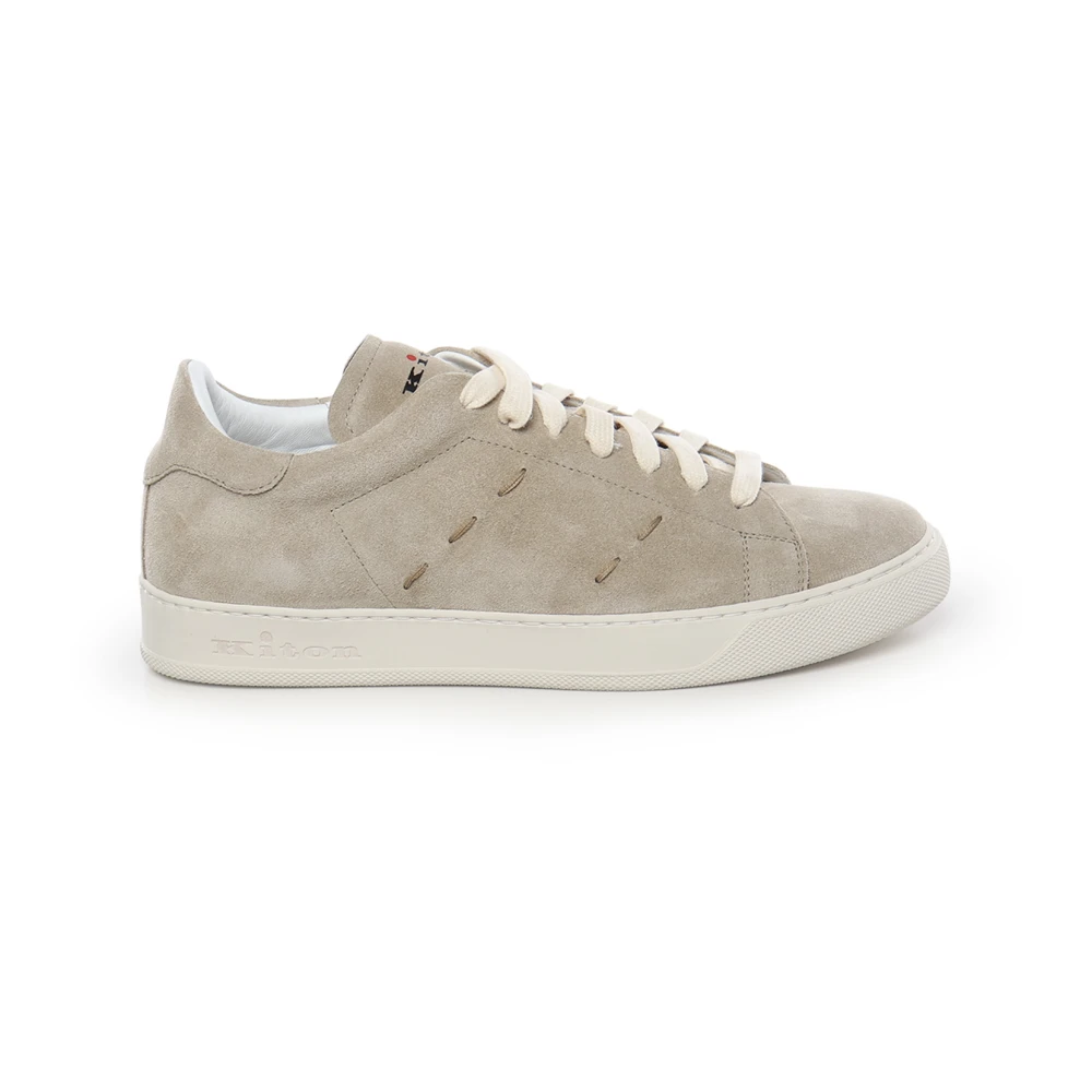 Kiton Suede Leather Sneaker Heren Schoenen Beige