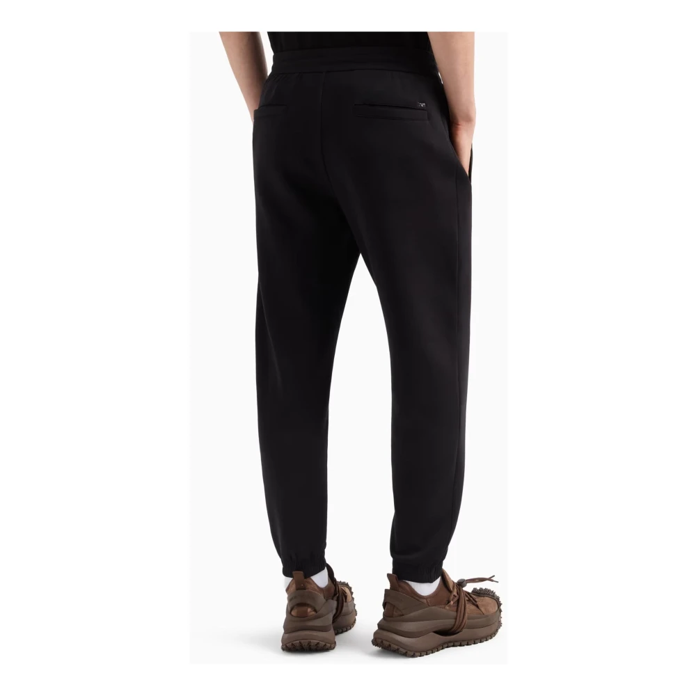 Emporio Armani Zwarte Trekkoord Taille Broek Logo Black Heren