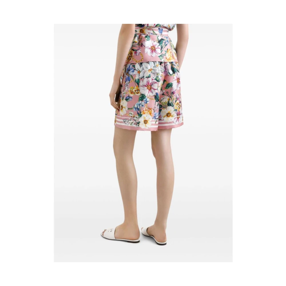 Dolce & Gabbana Roze shorts met elastische tailleband en biesdetail Pink Dames
