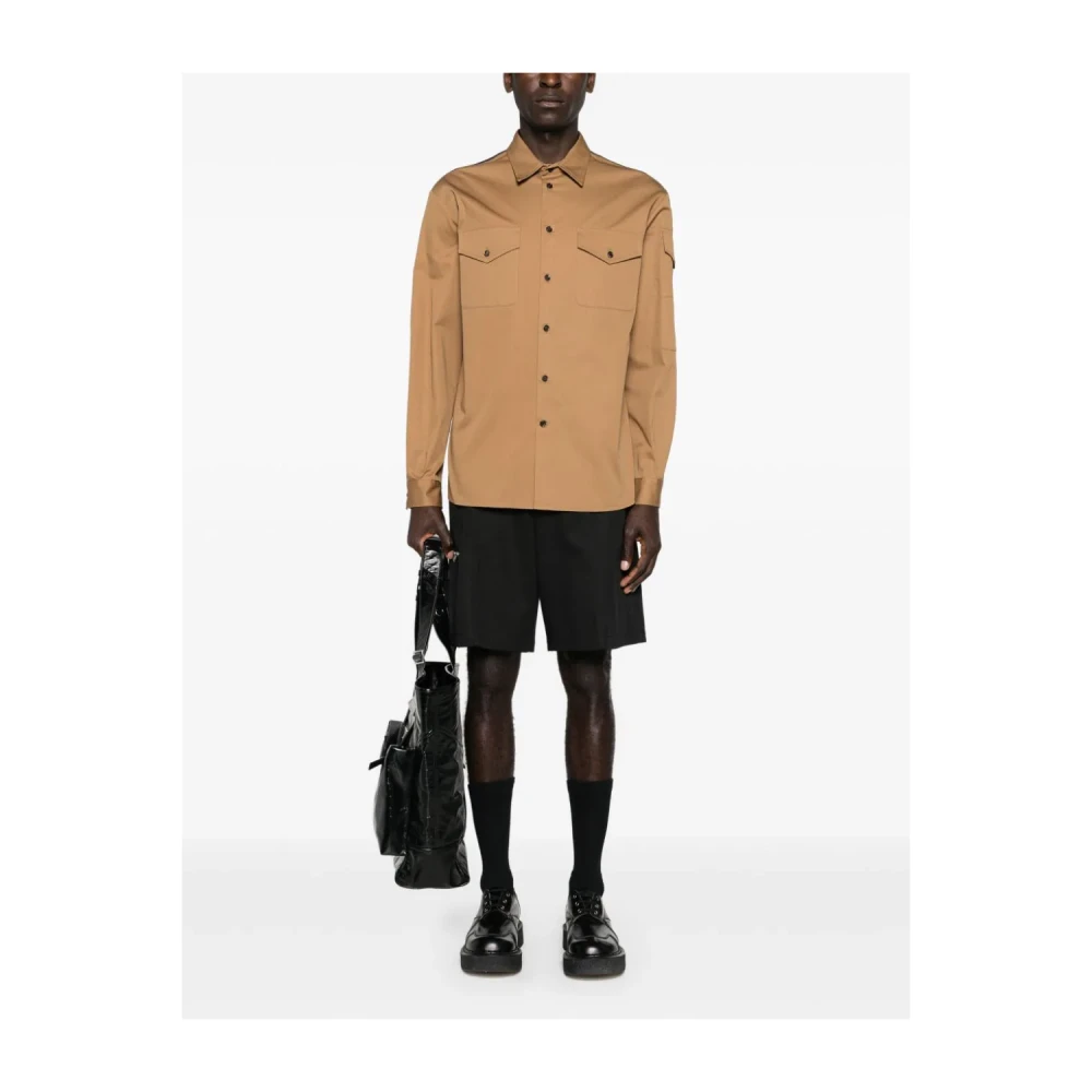 alexander mcqueen Bruin Logo Katoenen Shirt Italië Brown Heren
