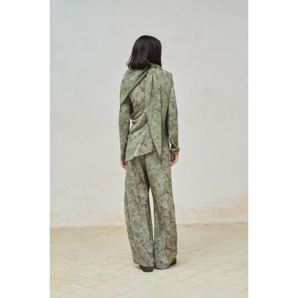Cortana Zijden Herba Print Top Green Dames
