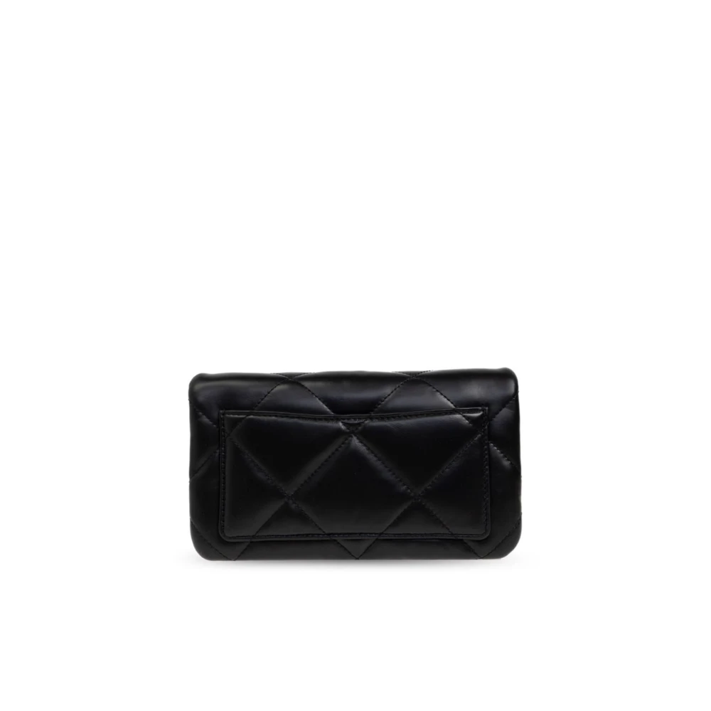 TORY BURCH Diamantgestikte leren portemonnee met ketting Black Dames