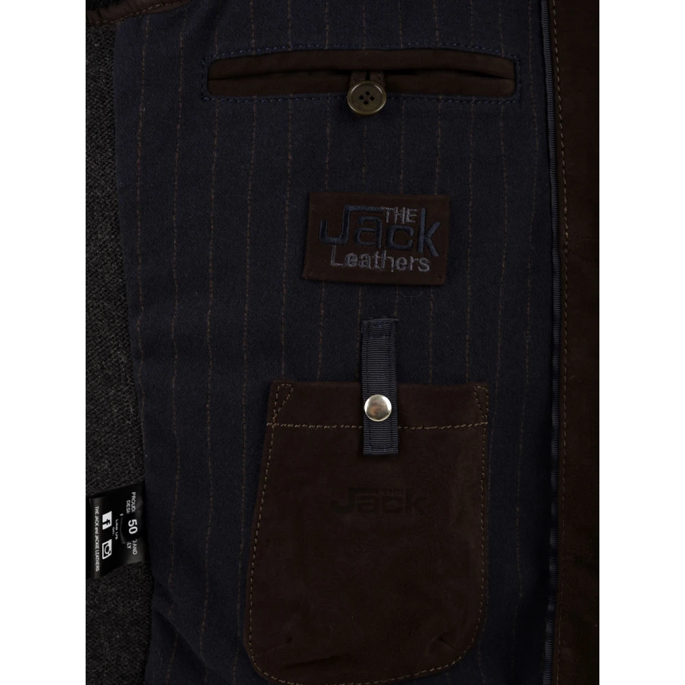 The Jack Leathers Francis Knit Leren Jas Bruin Brown Heren