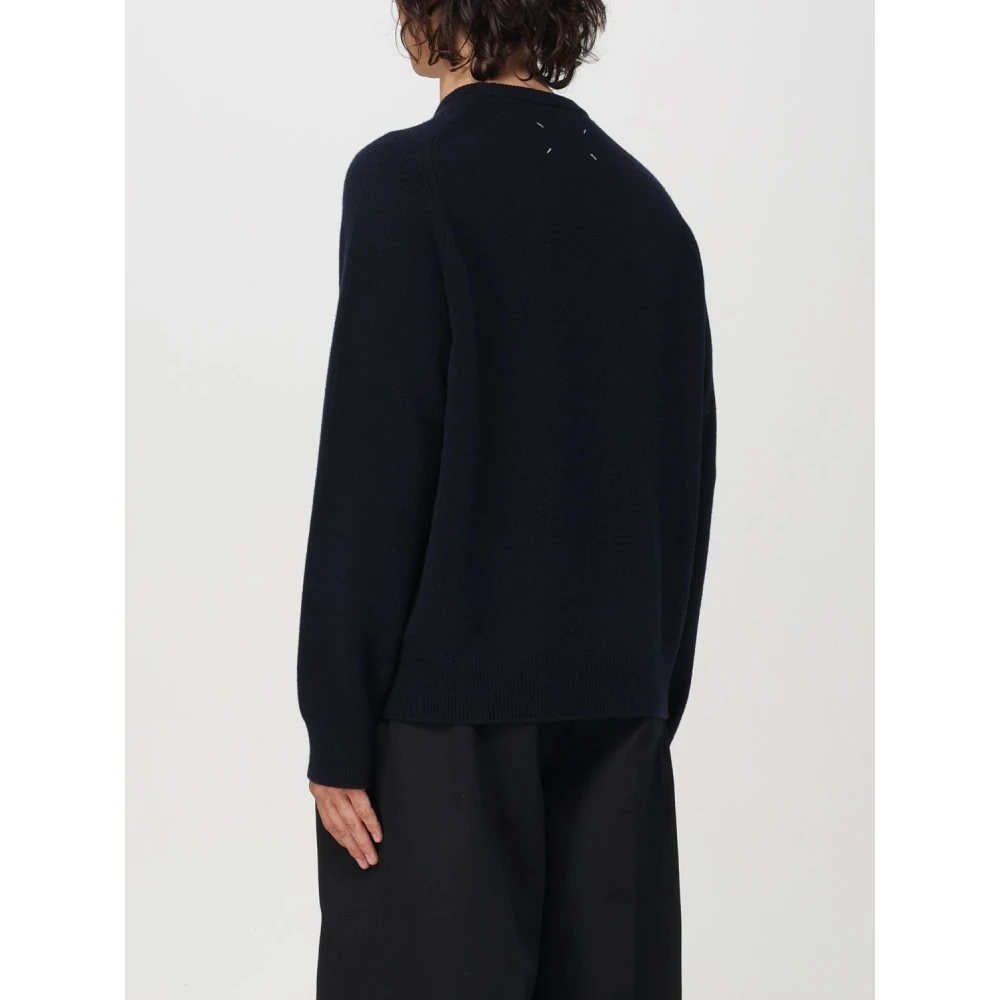 Maison Margiela Blauwe Wol Crew Neck Sweater Blue Heren