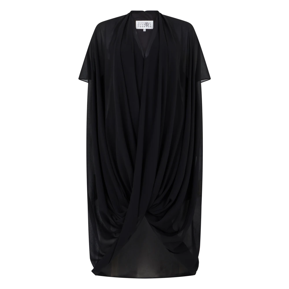 Mm6 Maison Margiela Women's Black Tunics, S, Chiffon Midi Dress