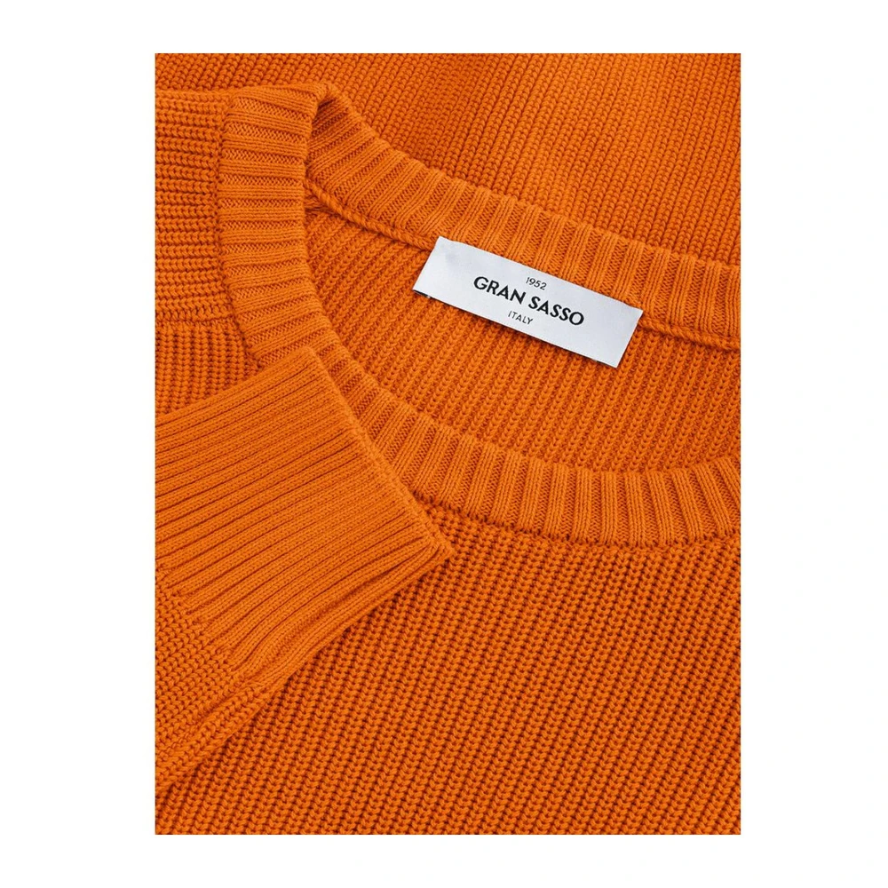 Gran Sasso Luxe Italiaanse Katoenen Trui Orange Heren