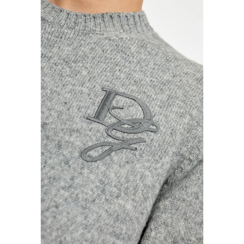 Dolce & Gabbana Trui met geborduurd logo Gray Heren