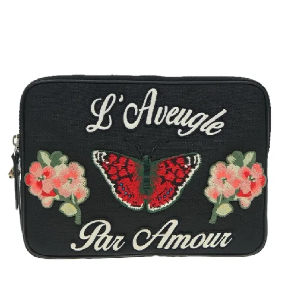 Gucci Vintage Pre-owned Canvas clutches Black Dames
