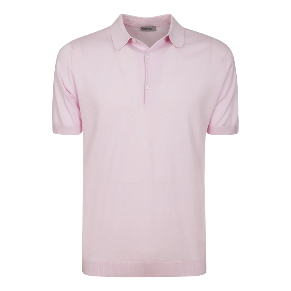 John Smedley Roze Gebreide Polo Shirt met Korte Mouwen Pink Heren