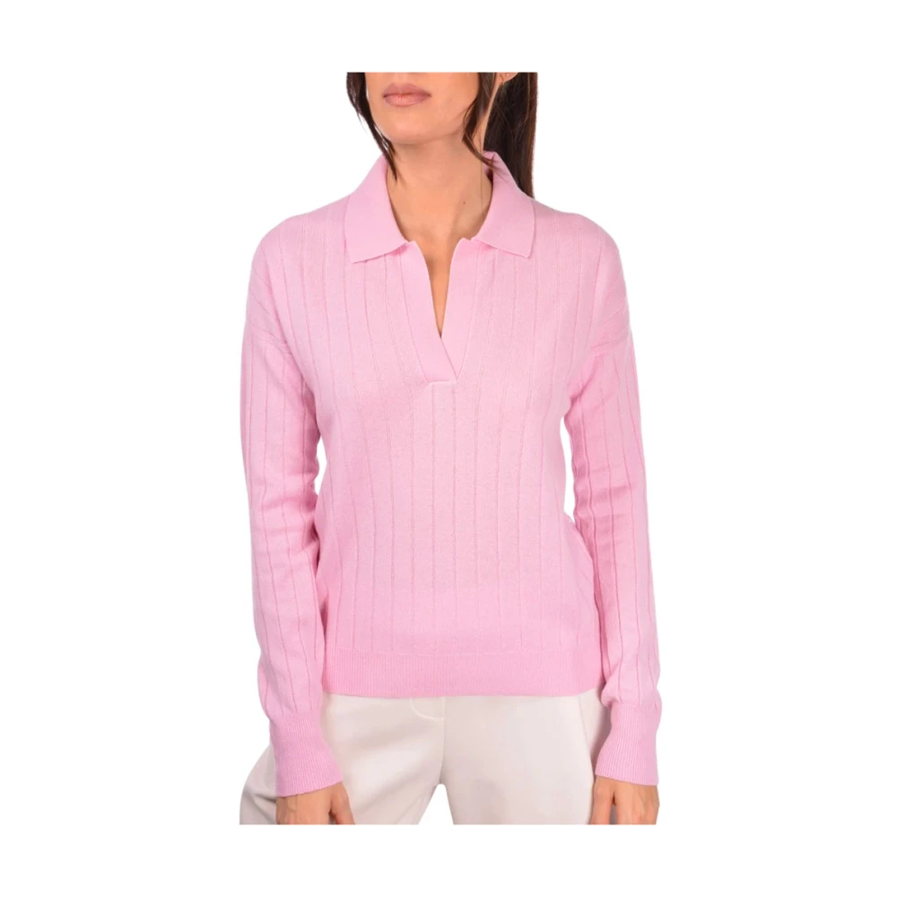 Gran Sasso Roze Gebreide Polo Sweater Pink Dames