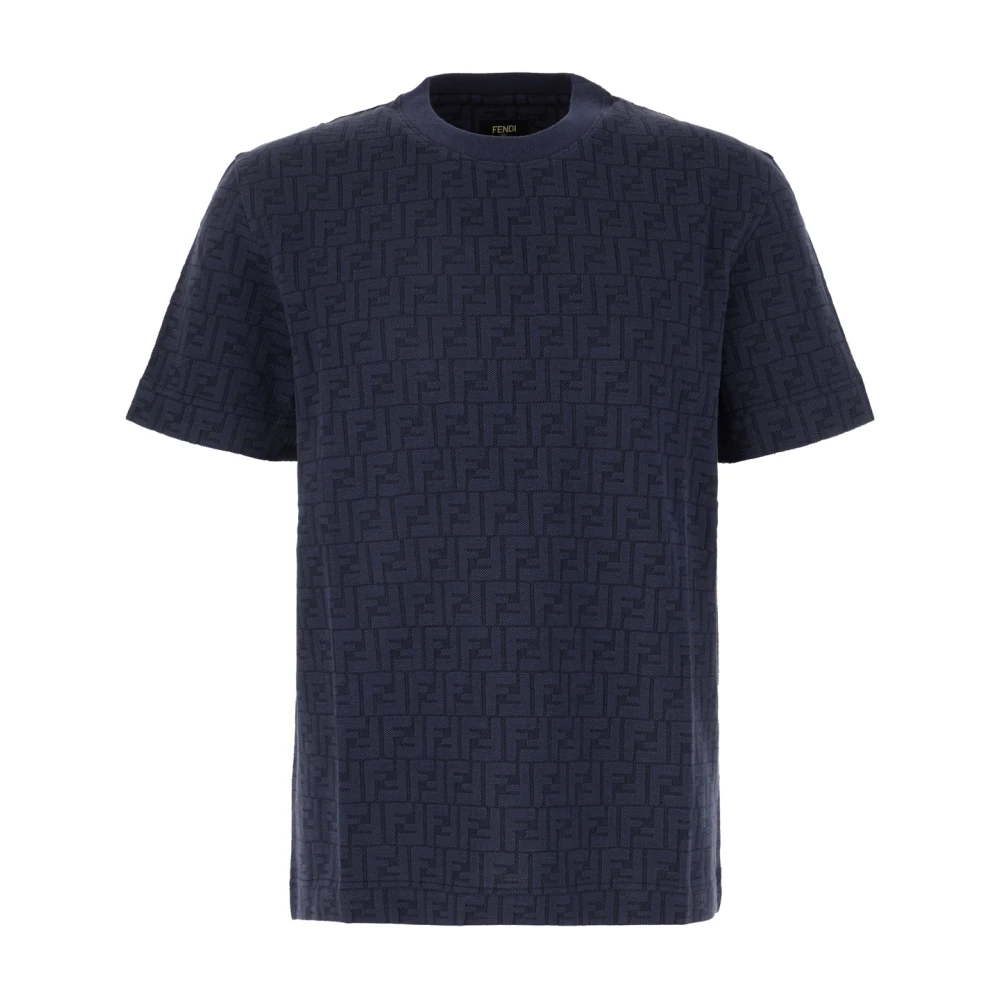 Fendi T-Shirts, Male, Xl, Cotton T-Shirt Blue