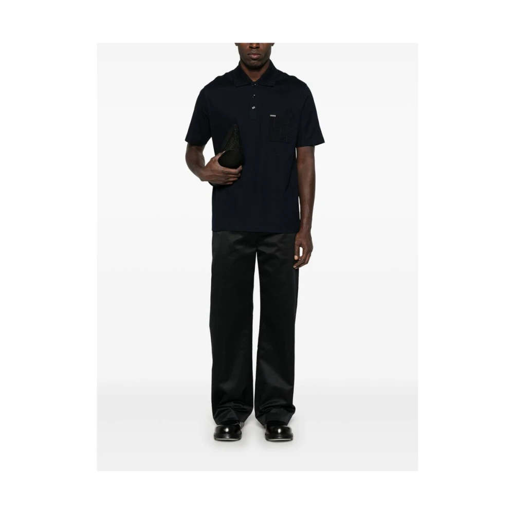 Salvatore Ferragamo Navy Blue Sweater met Logo Patch Blue Heren