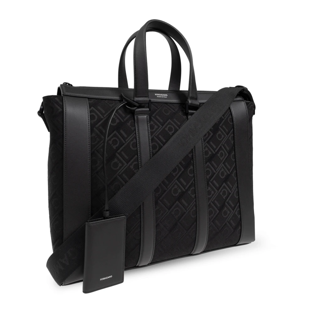Salvatore Ferragamo Aktetas met schouderband Black Heren