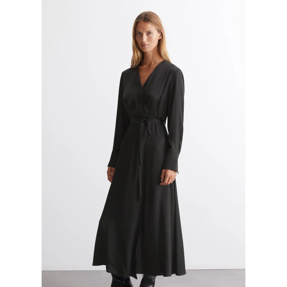 Marc O'Polo Lange wikkeljurk gevormd Black Dames
