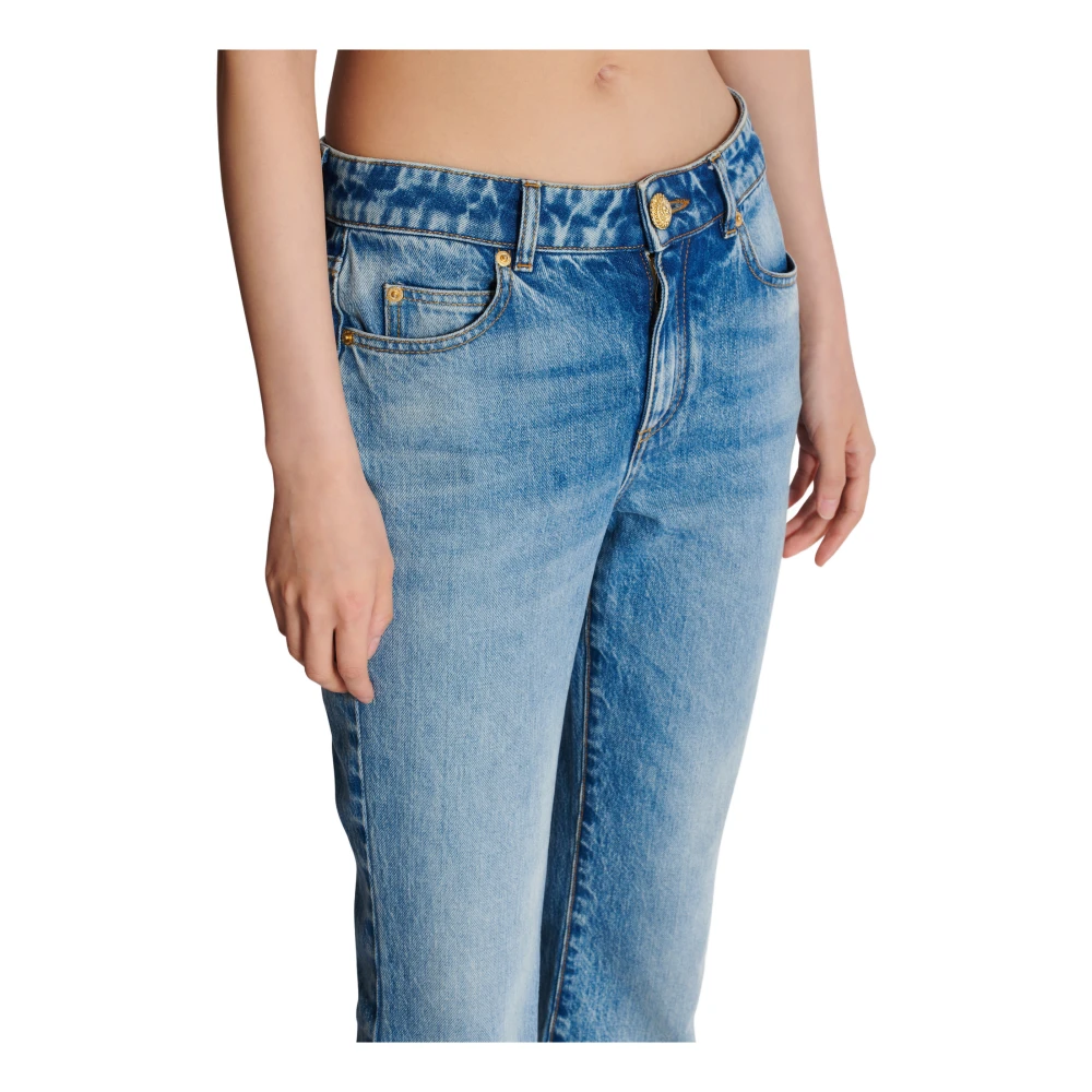 Balmain Wijduitlopende denim jeans Blue Dames