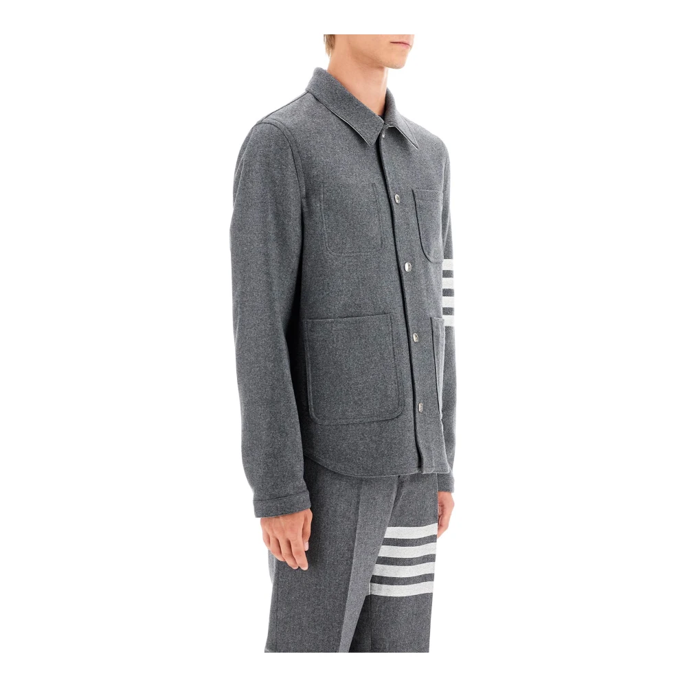 Thom Browne Wol Kasjmier Overshirt Gray Heren