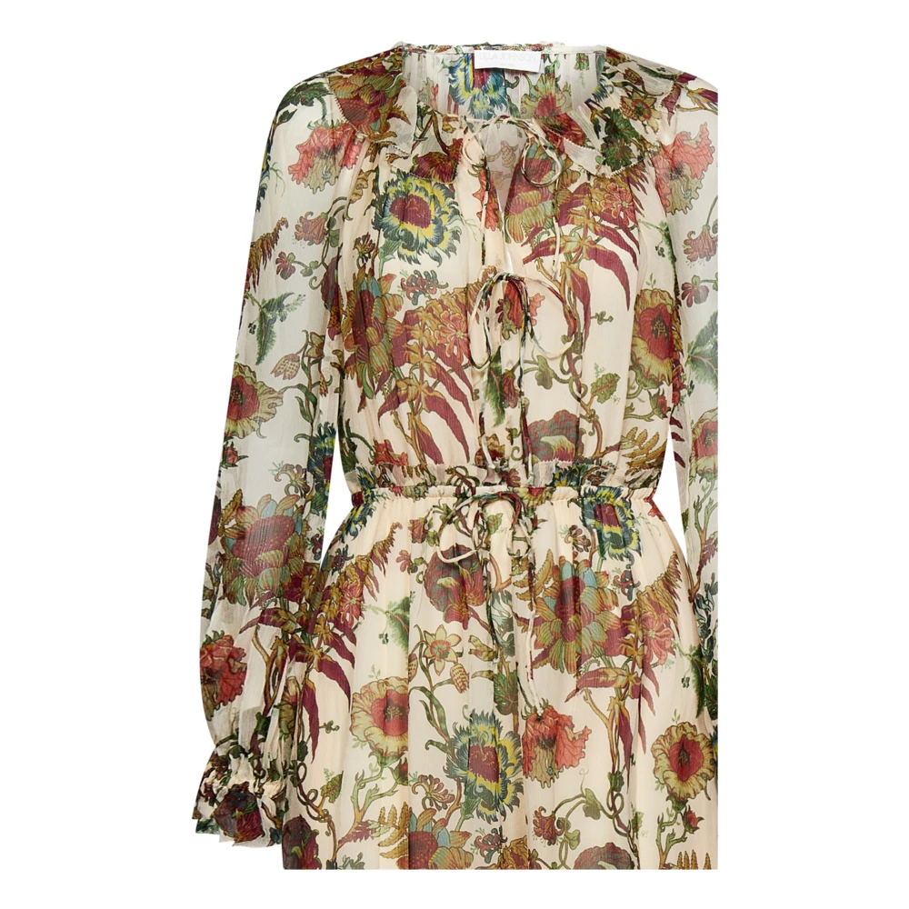 Ulla Johnson Zijden jurk met contrasterende bloemenprint Multicolor Dames