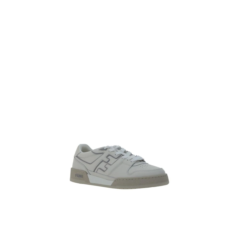 Fendi Luxe Geperforeerde Sneakers met Paneeldesign White Heren