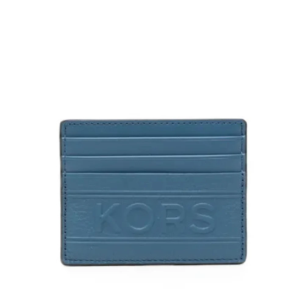 Michael Kors Leather Credit Card Holder Hudson Blue Heren