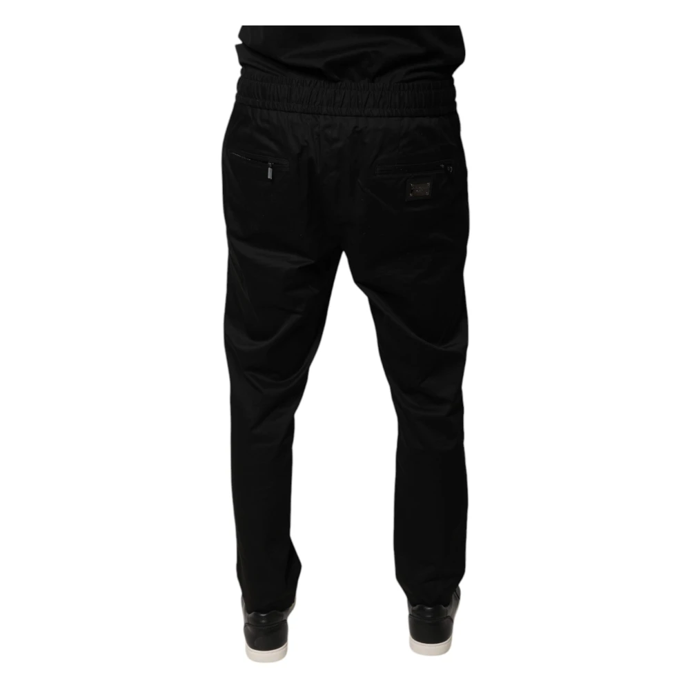 Dolce & Gabbana Zwarte Skinny Sweatpants met Trekkoordsluiting Black Heren