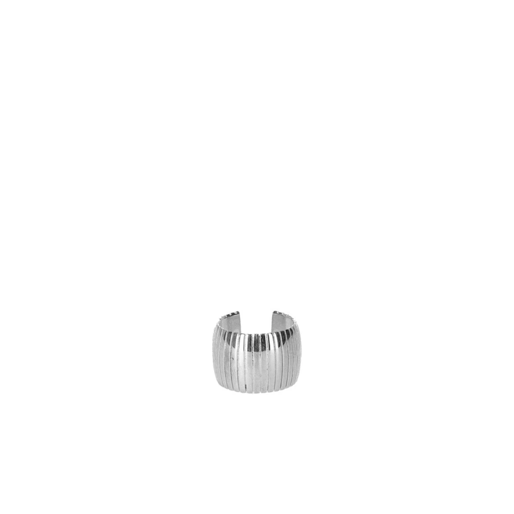 Federica Tosi Women's Gray Rings, S, Striped Cleo Ring In Silver Bronze