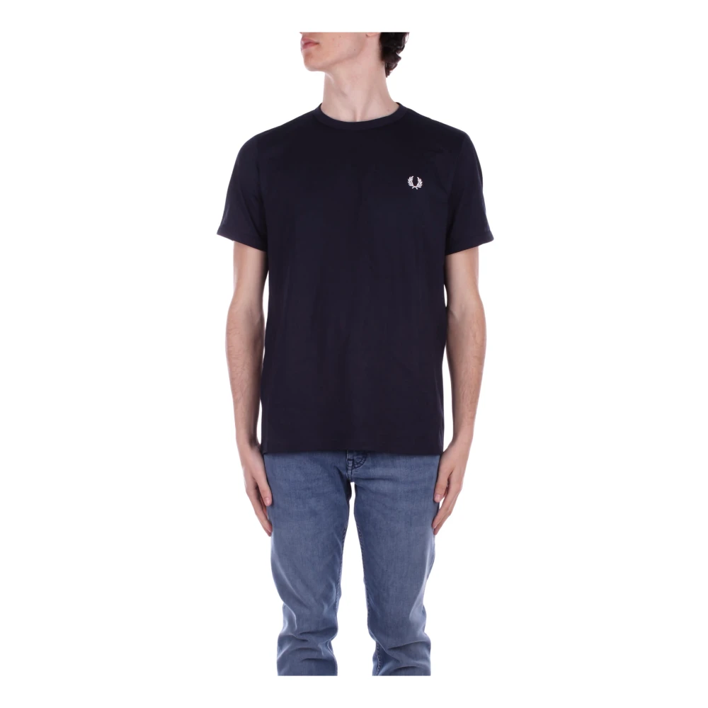 Fred Perry Men's Blue T-Shirts, M, Logo Front T-Shirt